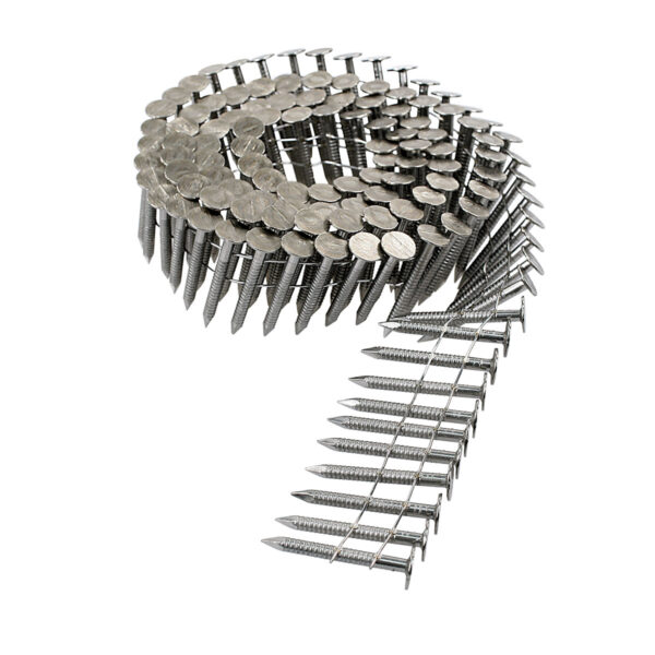 15° Wire Coil, Full Round Head, Ring-Shank Roofing Nail — 1-1/2 in. Type 304 (7200-Qty)