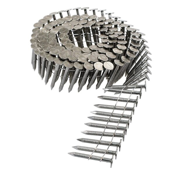 15° Wire Coil, Full Round Head, Ring-Shank Decking/Framing Nail — 3 in. x 0.12 in. Type 304 (1800-Qty)