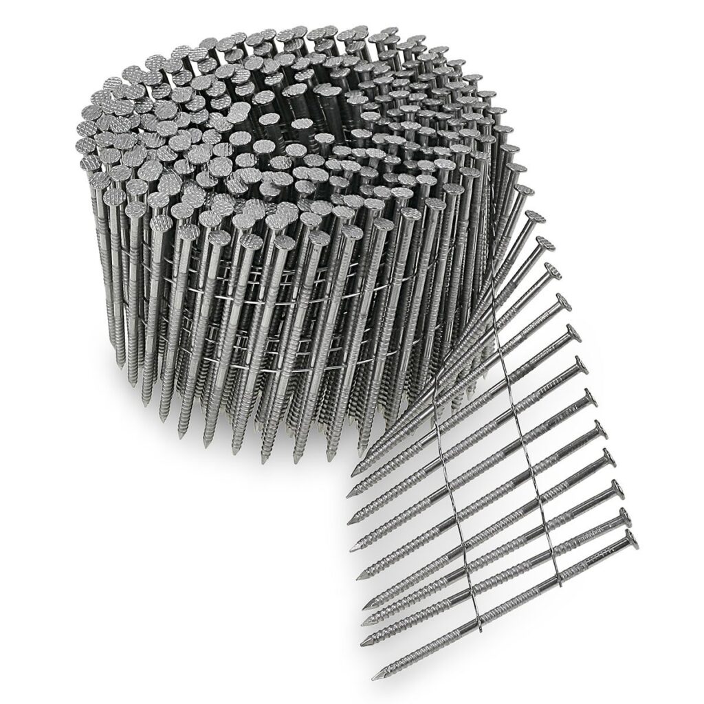 15Deg. Wire Coil, Full Round Head, Ring-Shank Siding Nail — 1-3/4" Type 304 (Qty: 3600)