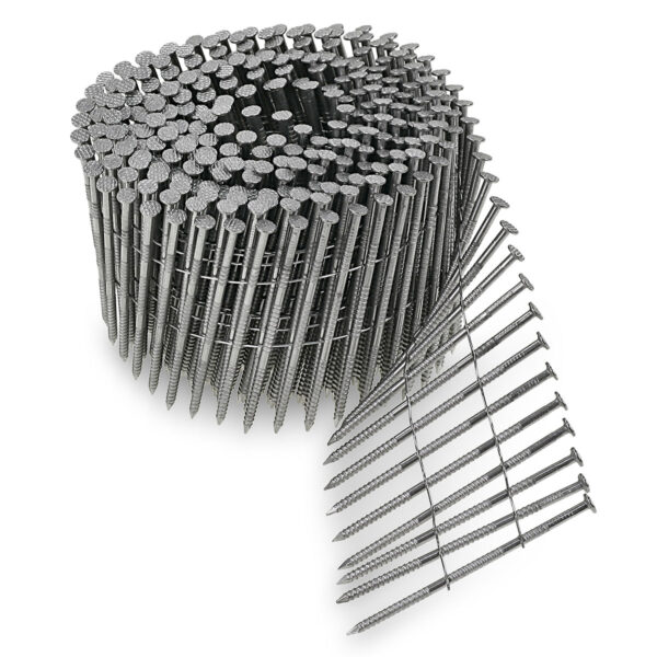 15° Wire Coil, Full Round Head, Ring-Shank Siding Nail — 2-1/4 in. Type 304 (3600-Qty)