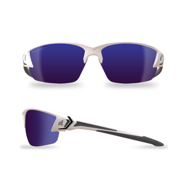 EDGE KHOR G2 WHITE FRAME POLARIZED AQUA PRECISION BLUE MIRROR SAFETY GLASSES