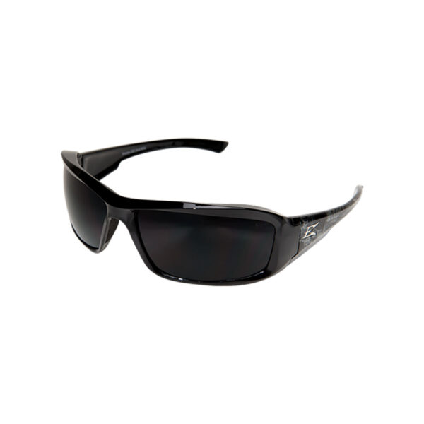 EDGE BRAZEAU SKULL BLACK & GREY SKULL FRAME POLARIZED SMOKE LENS SAFETY GLASSES