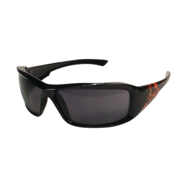 EDGE BRAZEAU TRUE NORTH BLACK & RED MOUNTAINS FRAME POLARIZED SMOKE LENS SAFETY GLASSES