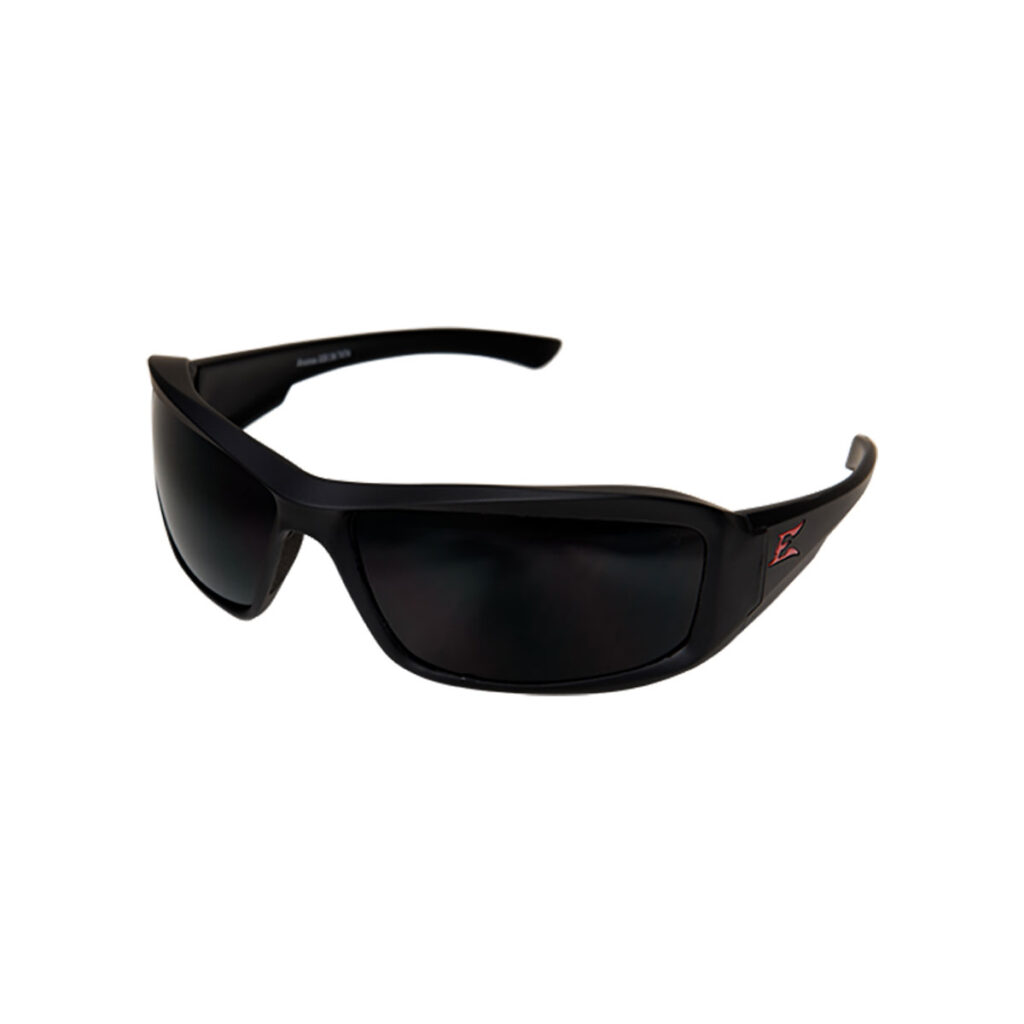 Edge Brazeau Torque Matte Black Frame With Red E Logo Polarized Smoke Lens Safety Glasses