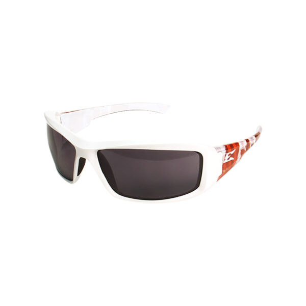 EDGE BRAZEAU TRUE NORTH WHITE & RED CANADIAN FLAG FRAME POLARIZED SMOKE LENS SAFETY GLASSES