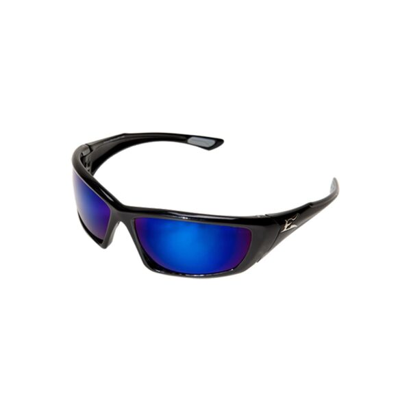 EDGE ROBSON BLACK FRAME POLARIZED AQUA PRECISION BLUE MIRROR LENS SAFETY GLASSES