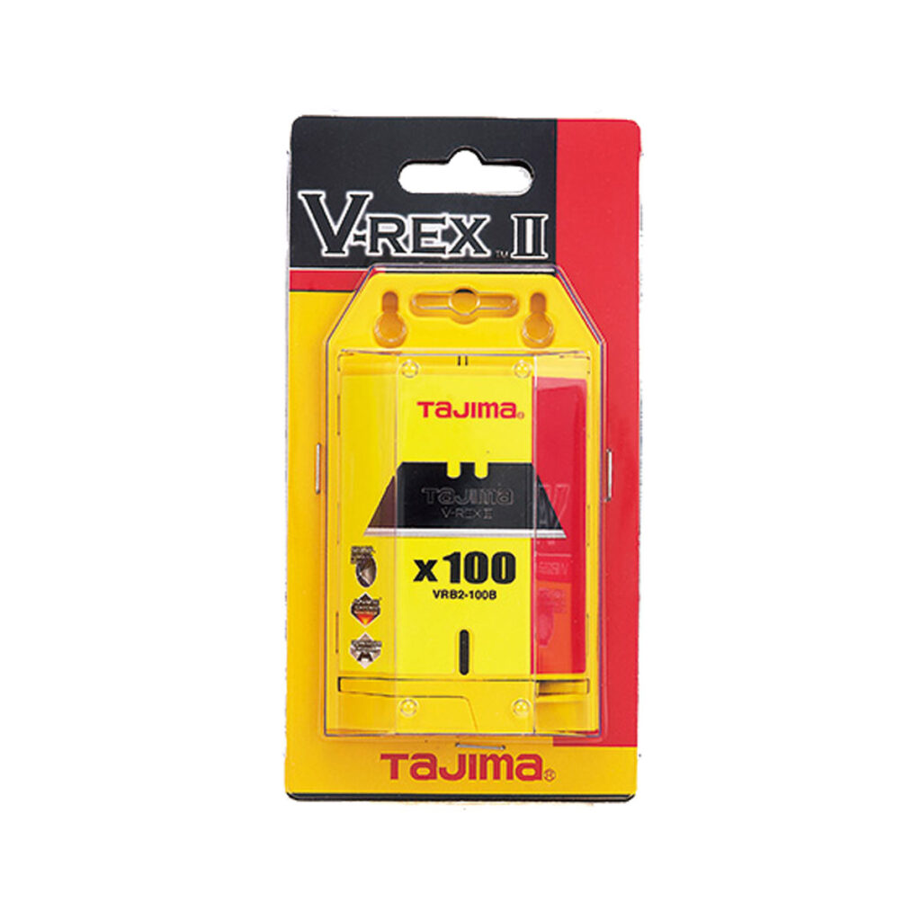 Tajima V-Rex Premium Tempered Steel Utility Knife Blades 100-blade Saftey Dispenser