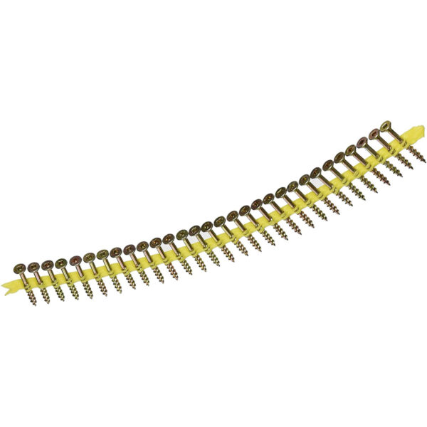 WSC Wood Screw (Collated) — #8 x 1-1/2 in. #2 Square, Flat Head, Yellow Zinc (2000-Qty)