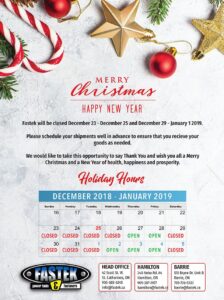 See Our Holiday Hours at Fastek