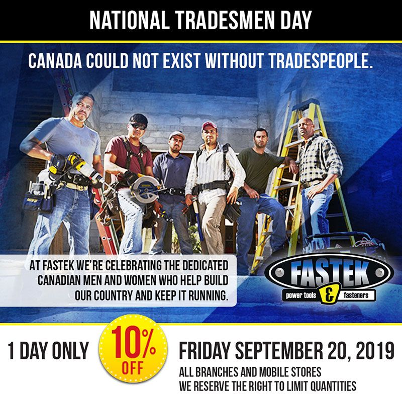 National Tradesmen Day – 1 Day Only 10% Off