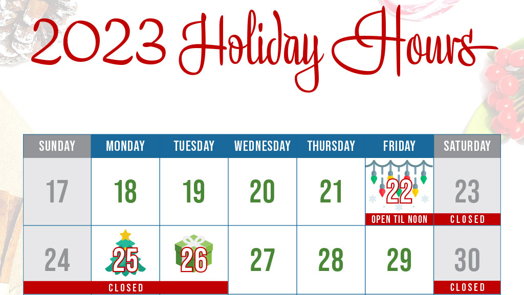 Holiday Hours 2023 Poster