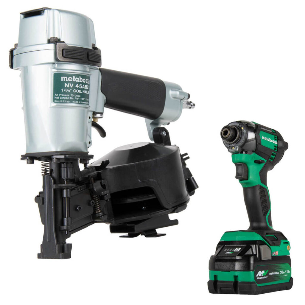 Metabo 1-3/4" Coil Roofing Nailer w/ Bonus Impact Driver Combo Kit